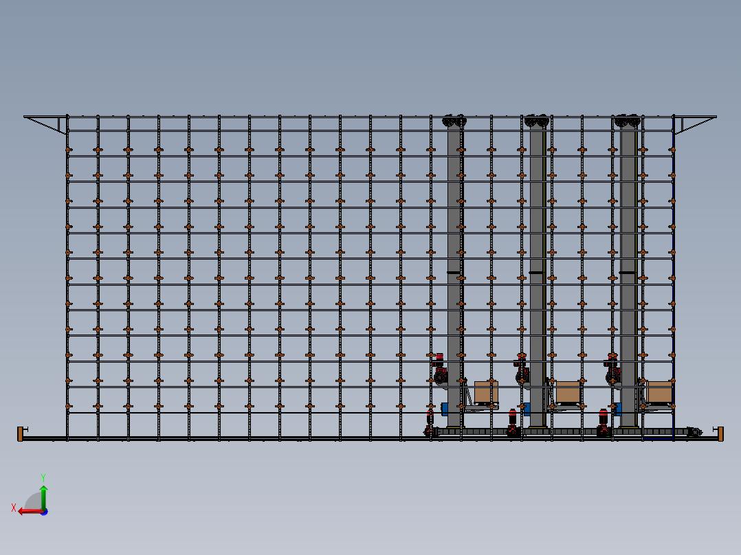自动化立体仓库方案 3D图后视图