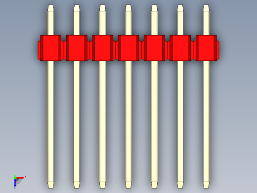 彩色公头100mil（2.54mm）系列-DS1021_red_3x07p_100mil_Type5_rev1.0俯视缩略图