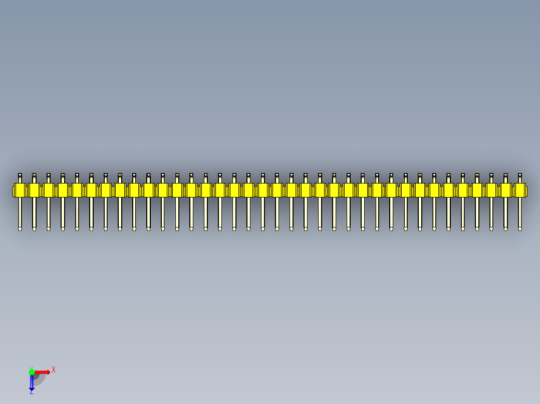 彩色公排针 100mil 2.54mm 系列-DS1022_yellow_72p_100mil_TypeSMT_rev1.0俯视图
