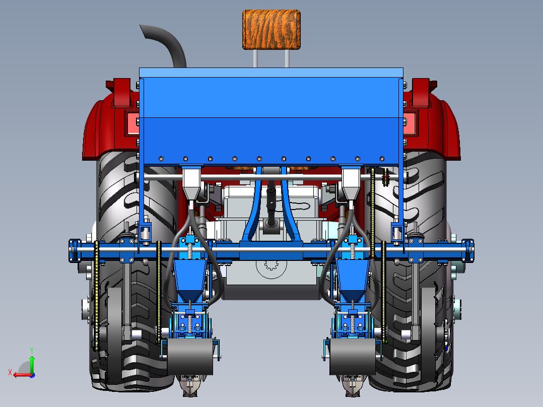 丘陵山区农用播种车的的设计、建模与运动模拟后视图