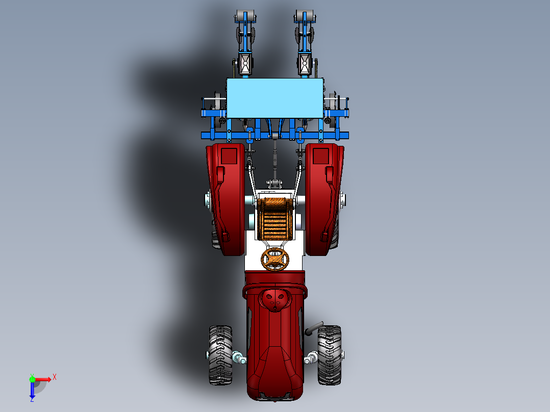 丘陵山区农用播种车的的设计、建模与运动模拟俯视图