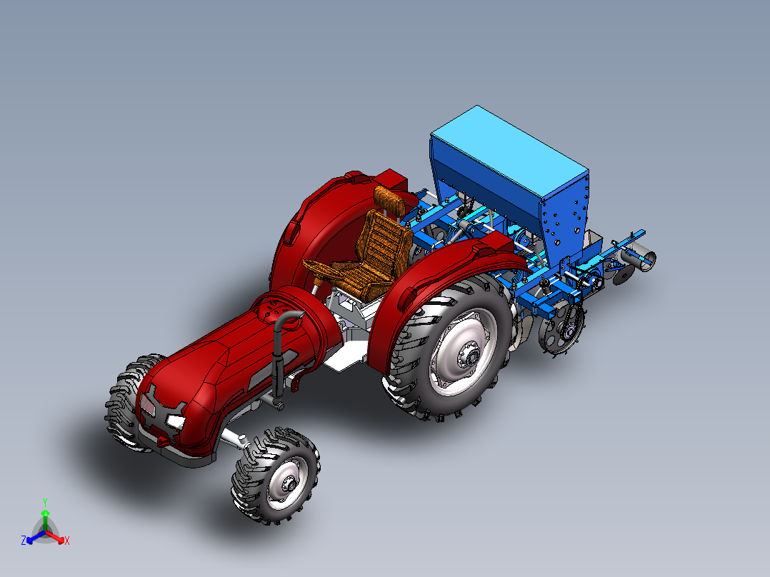 丘陵山区农用播种车的的设计、建模与运动模拟正等轴测图