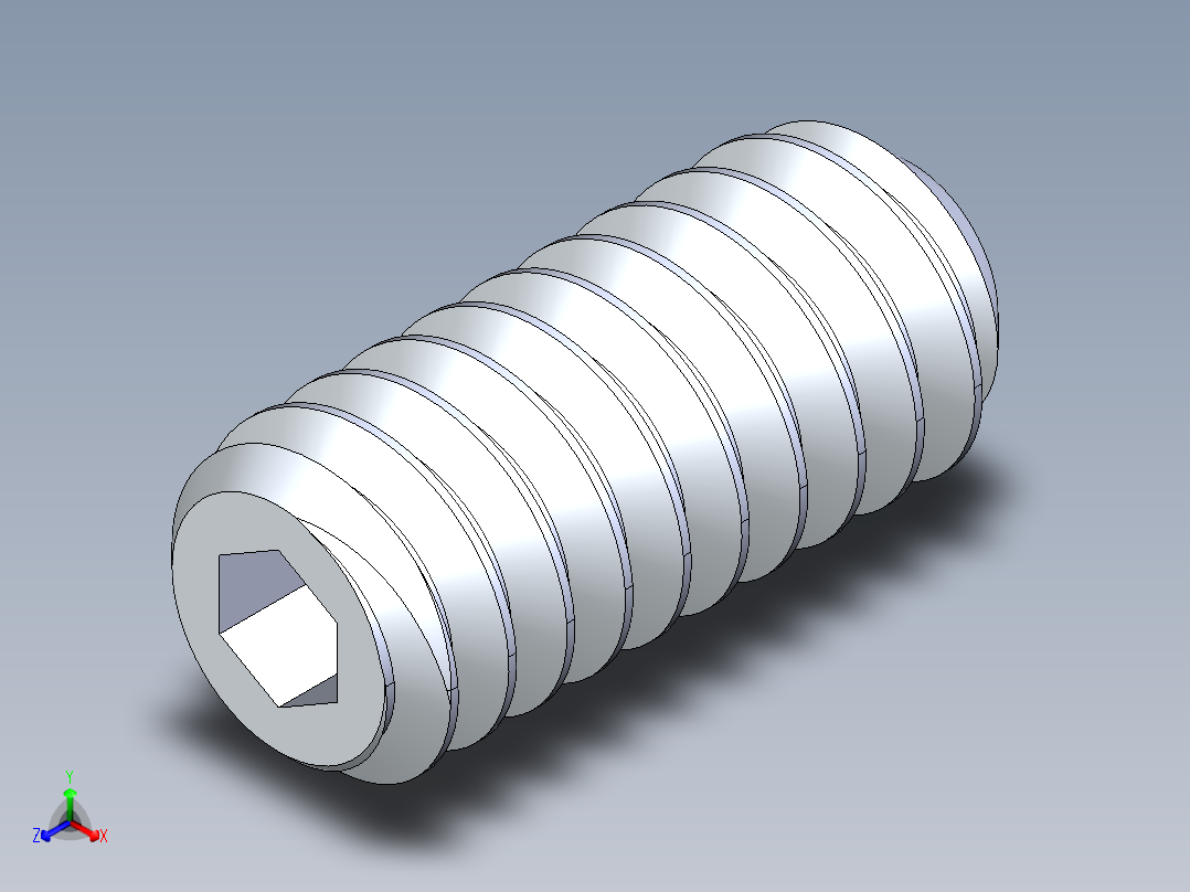 UNC 平头紧定螺钉-UNC SET SCREW 2-58 x 0.187.STEP正等轴测图