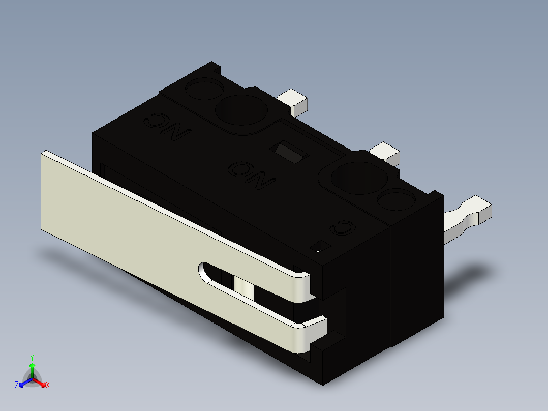 微动开关超小型杠杆SPDT通孔。高H6,6 x宽L12,8 x宽5.8毫米