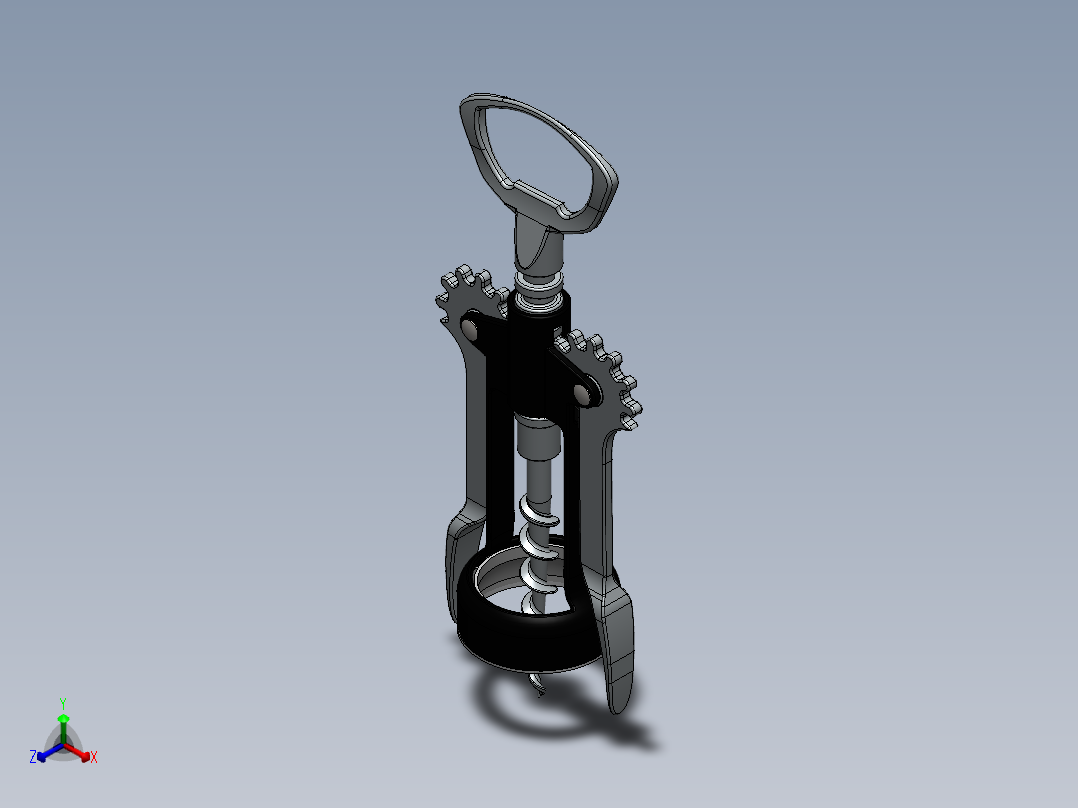 开瓶器3正等轴测图