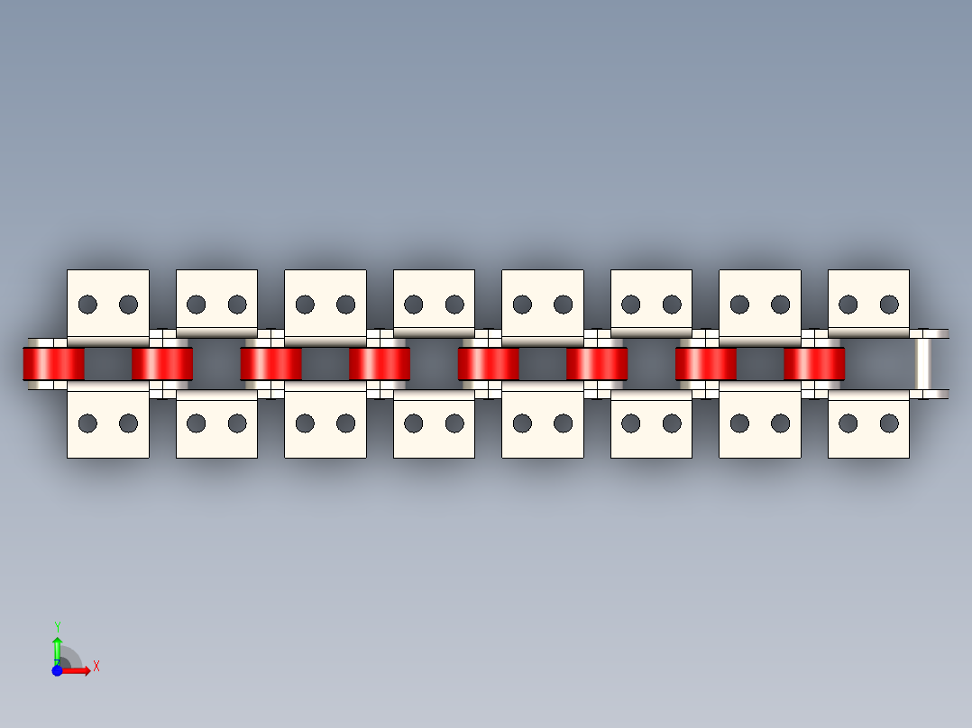 双节距 2082 输送链，带附件 K2 1X1---stp前视图