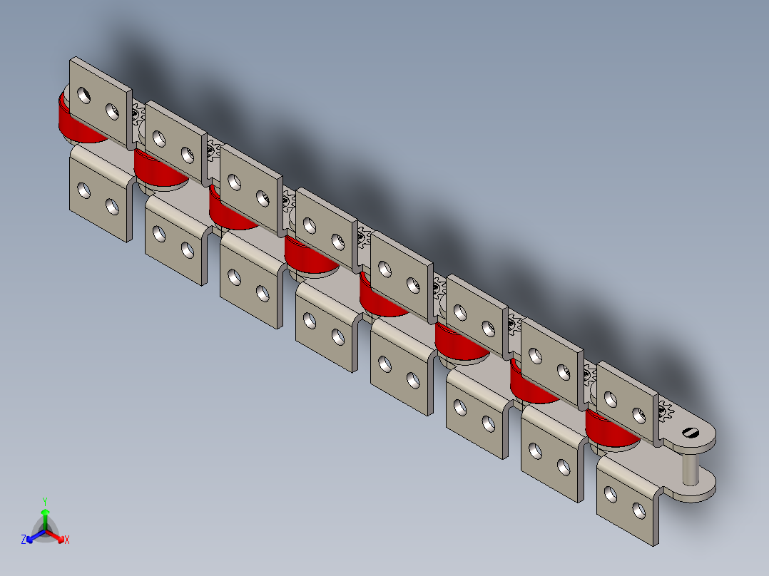 双节距 2082 输送链，带附件 K2 1X1---stp正等轴测图