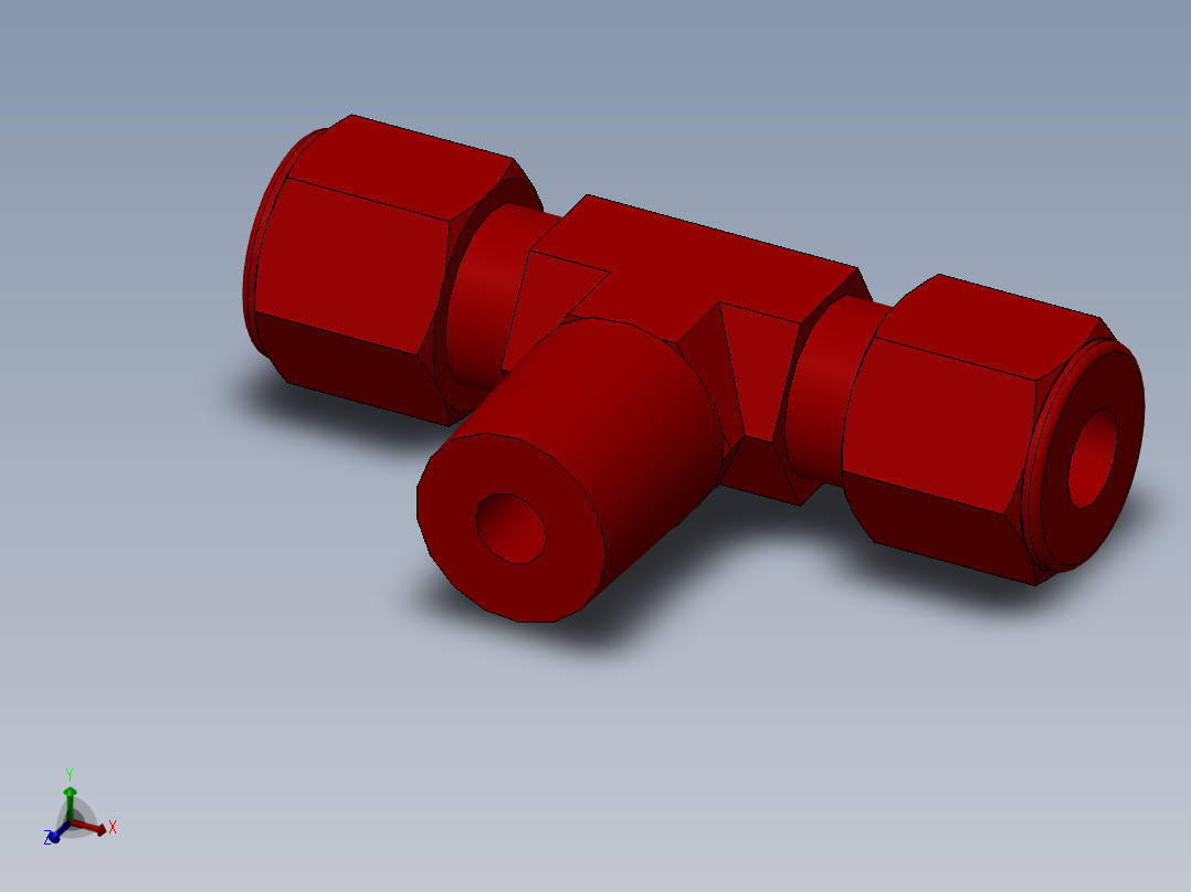 solidworks-lok male branch tee主视图