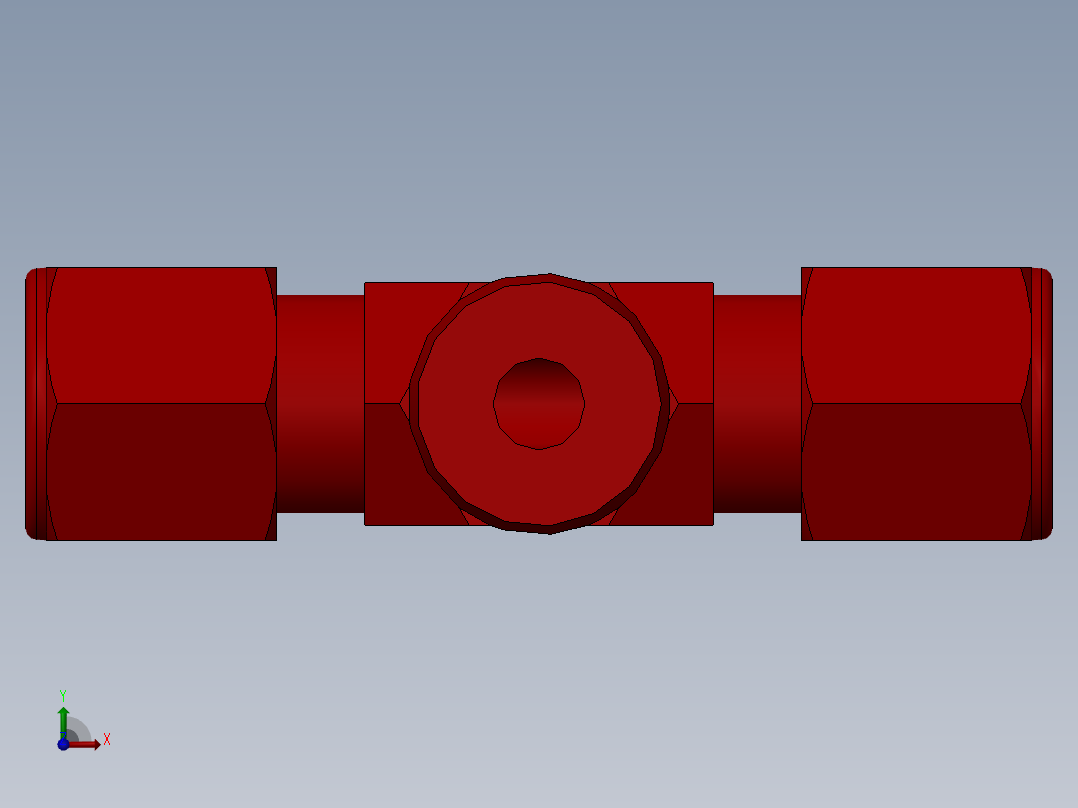 solidworks-lok male branch tee前视图