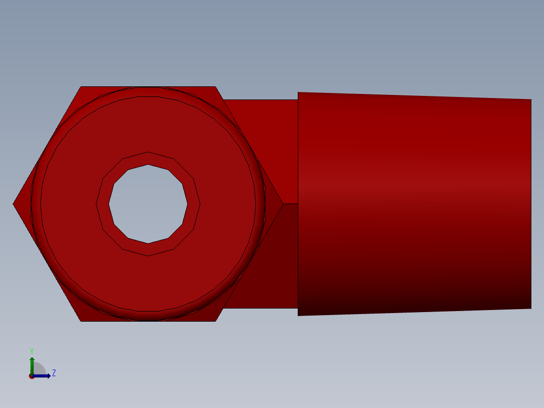 solidworks-lok male branch tee左视图