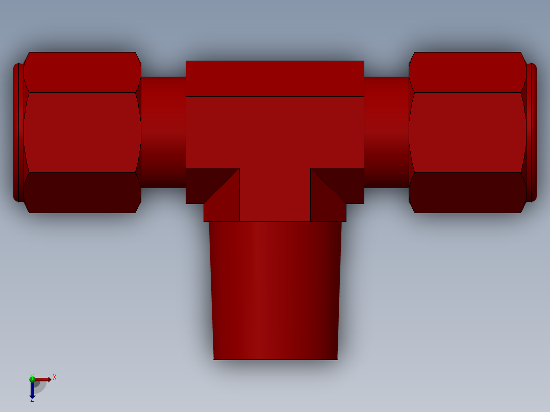 solidworks-lok male branch tee俯视图