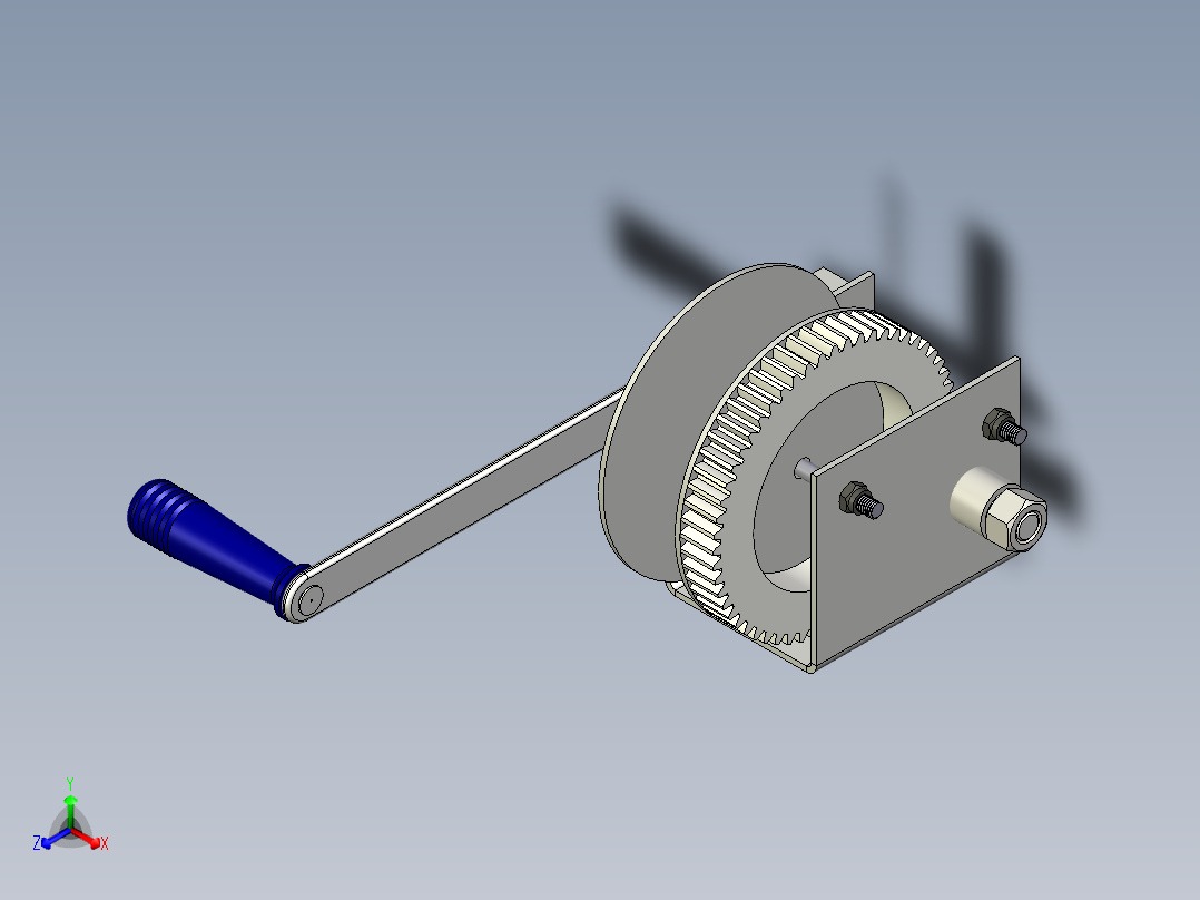 带刹车手动绞盘--stp正等轴测图
