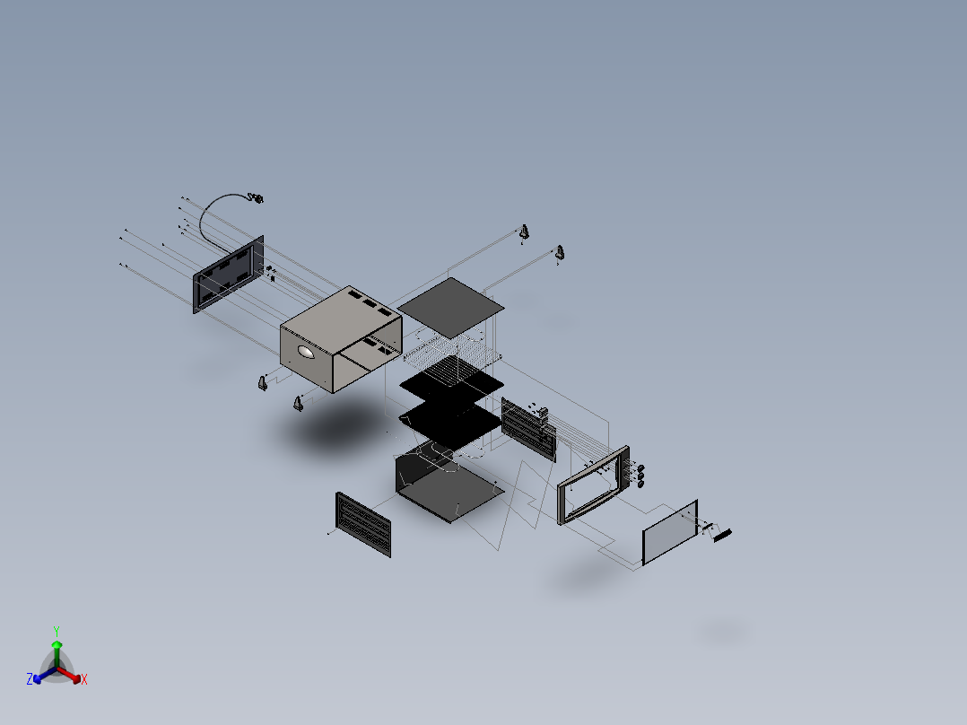电动迷你烤箱正等轴测图