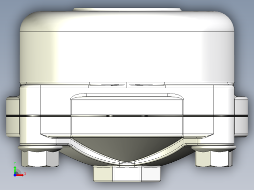 GOYEN RCAC25T4002隔膜阀的3D模型。该阀本身是一个空气脉冲控制阀，用于瞬间喷射空气。阀门有1英寸NPT入口和出口，以及用于脉冲控制的1-8英寸NPT端口前视缩略图
