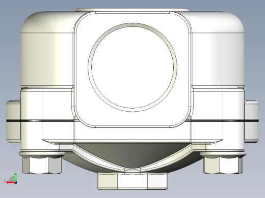 GOYEN RCAC25T4002隔膜阀的3D模型。该阀本身是一个空气脉冲控制阀，用于瞬间喷射空气。阀门有1英寸NPT入口和出口，以及用于脉冲控制的1-8英寸NPT端口后视缩略图
