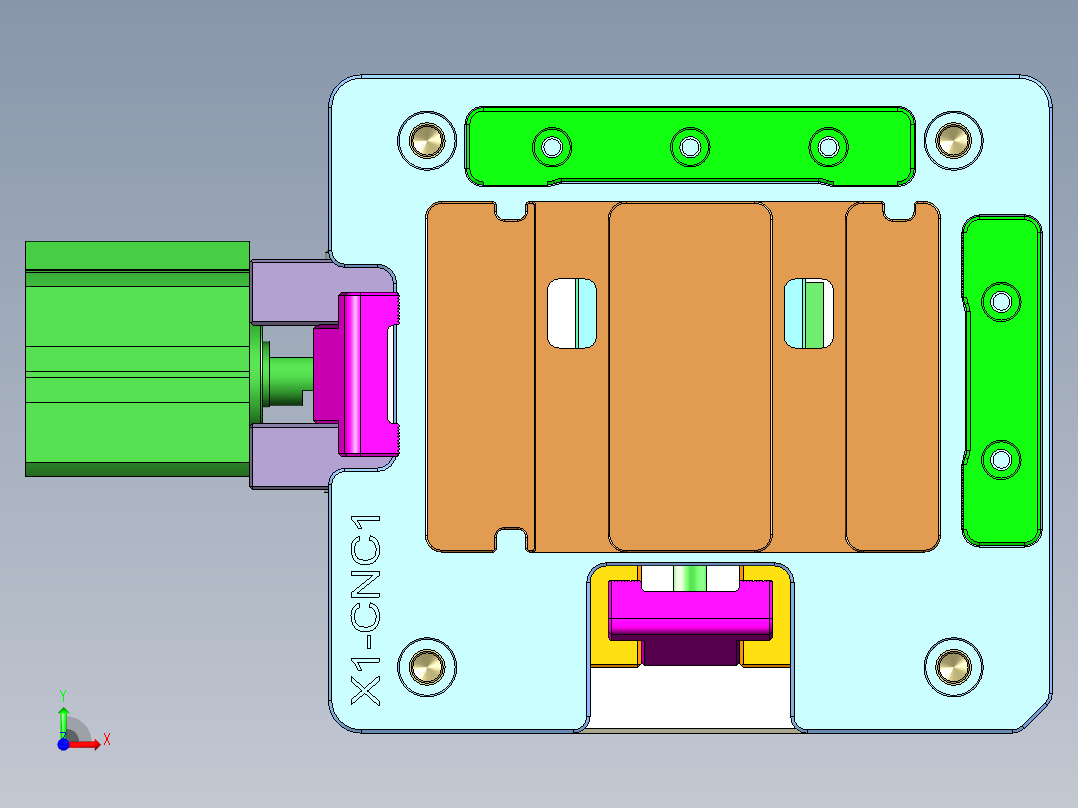 X1-笔记本CNC工装夹具三维模型CNC1-1130前视图
