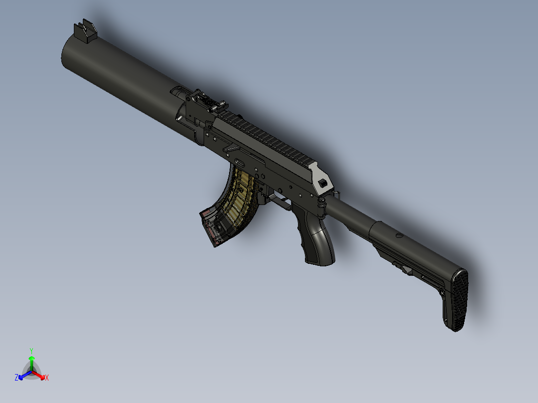 手枪左轮冲锋枪老式狙击步枪设计3D图纸akm-2020-can-cannon STP主视图