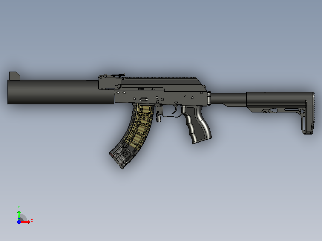 手枪左轮冲锋枪老式狙击步枪设计3D图纸akm-2020-can-cannon STP前视图