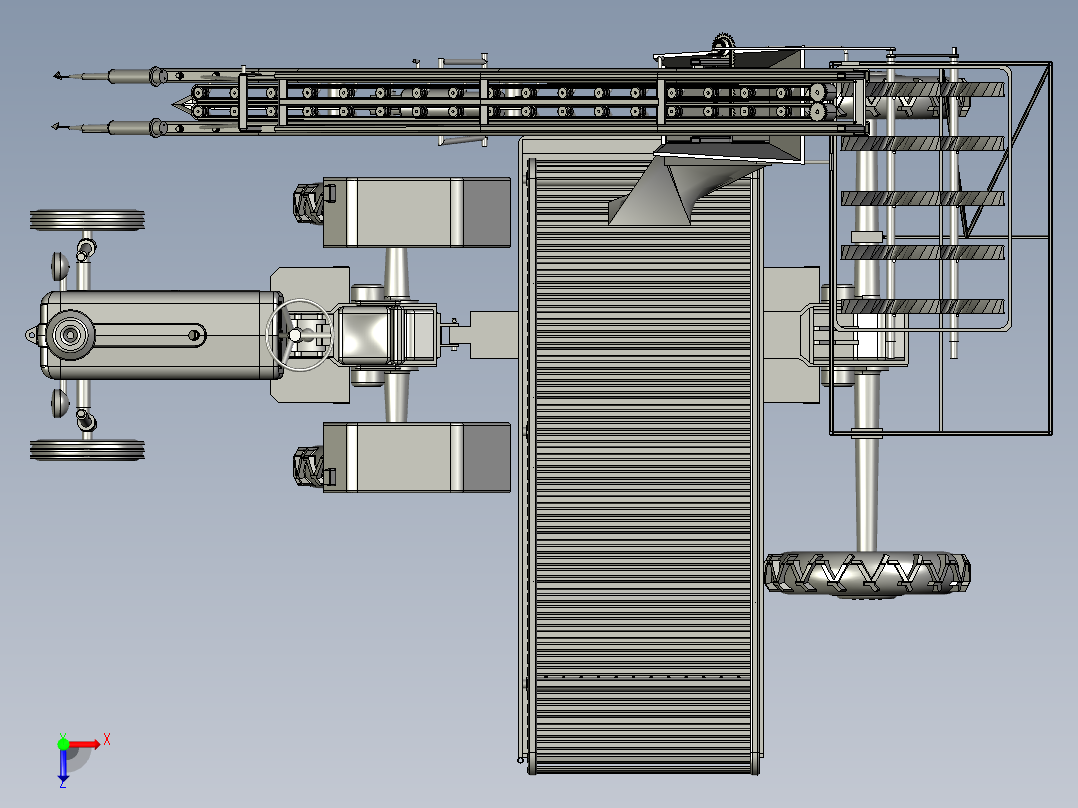 宽幅花生收获机拔花生机起垄平地俯视图