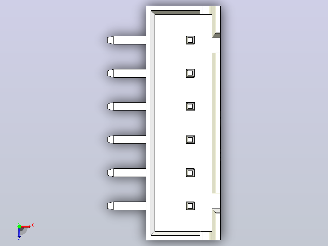 白色JST XH 6针连接器P 2 54mm有角度俯视图