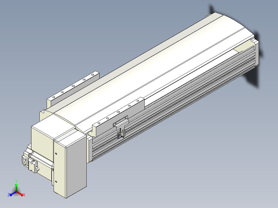 皮带直线轴半封闭可选导轨TPA-HNB-202D-140-L350-RP-Y-P75-N3正等轴测图