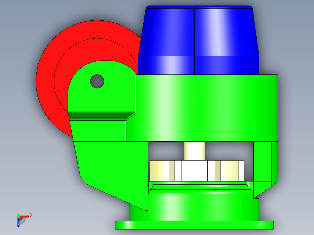一体式脚轮 福马脚轮3D模型俯视图