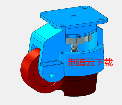 一体式脚轮 福马脚轮3D模型缩略图