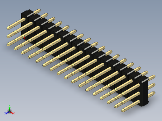 彩色公头100mil（2.54mm）系列-DS1021_black_3x17p_100mil_Type1_rev1.0正等轴测缩略图