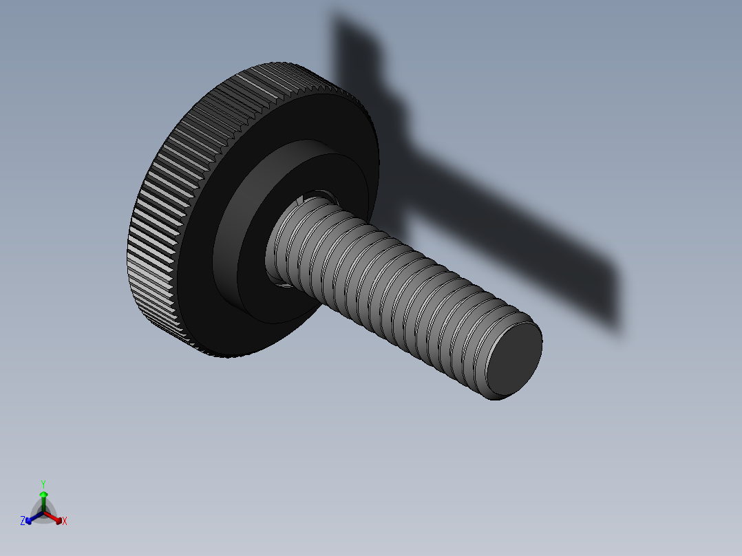 滚花旋钮-Knurled Knob 0.312x1.000x1.000.SLDPRT正等轴测图