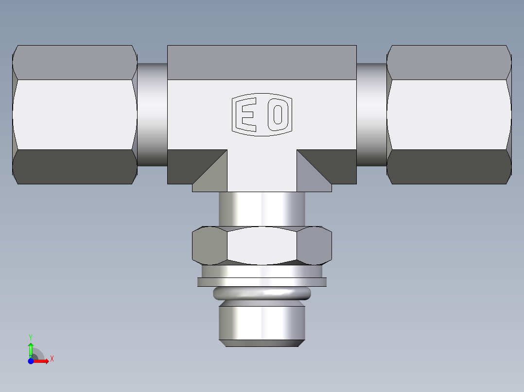 卡套式工业通用硬管接头EO_Adjustable_locknut_branch_tee_TEE06LMORCF前视图