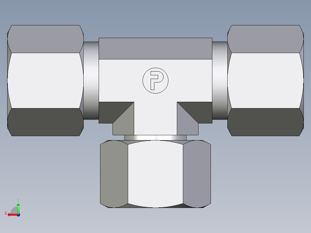 卡套式工业通用硬管接头EO_Swivel_nut_branch_tee_ET10ZS71后视图