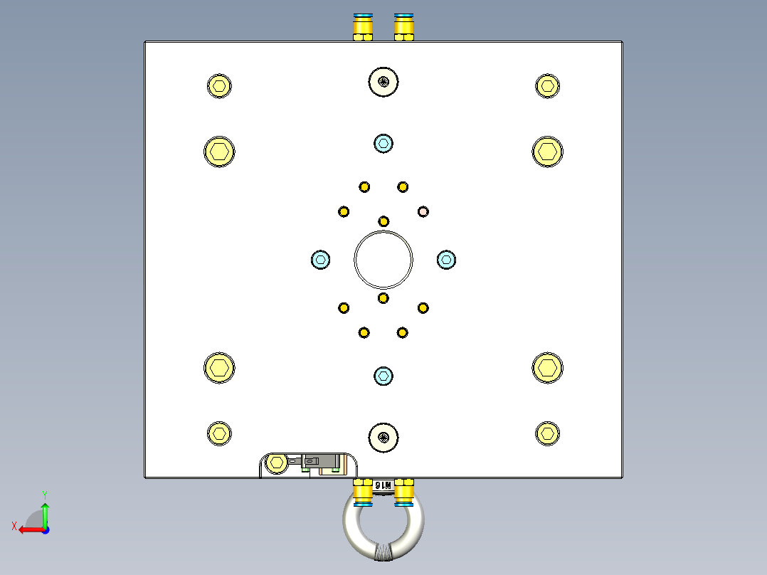 游戏手柄盖注射模具后视图