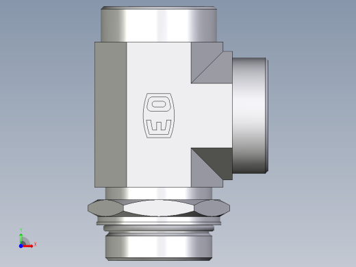 卡套式工业通用硬管接头EO_Adjustable_locknut_run_tee_LEE42LMOROMDCF前视缩略图