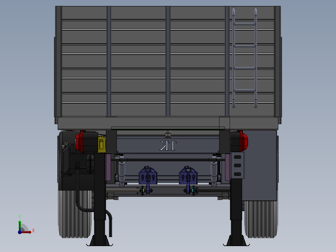 3轴大负载卡车车斗车体前视图