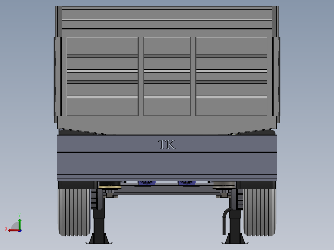 3轴大负载卡车车斗车体后视图
