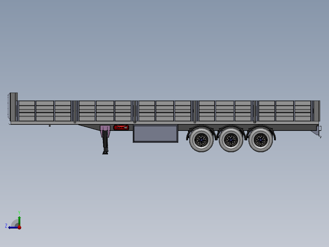3轴大负载卡车车斗车体右视图