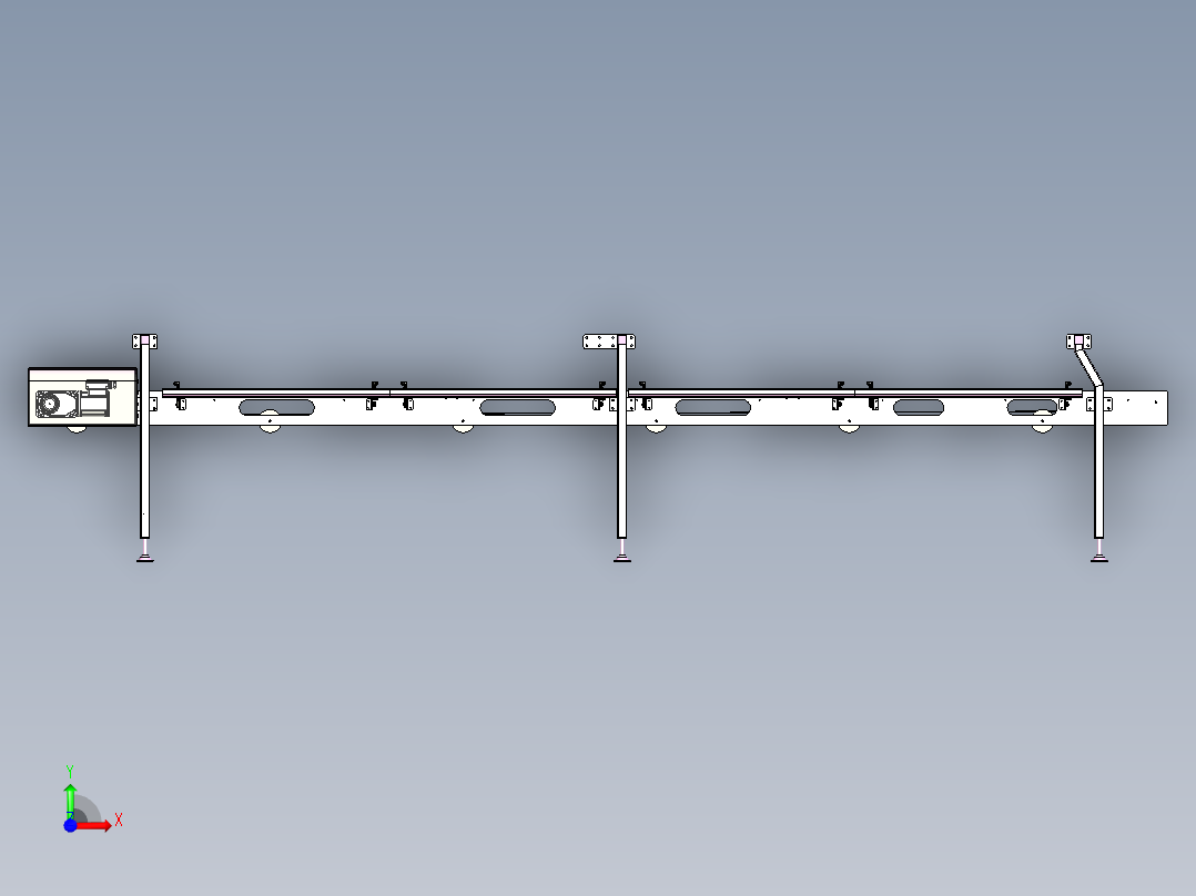 两侧带可翻板工作台输送线前视图