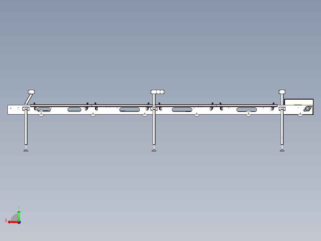 两侧带可翻板工作台输送线后视图