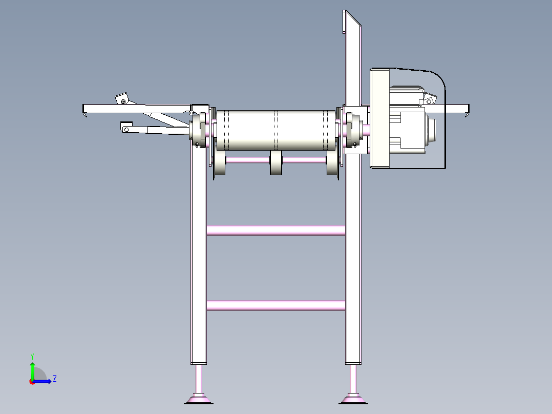 两侧带可翻板工作台输送线左视图