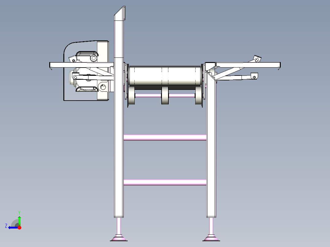 两侧带可翻板工作台输送线右视图