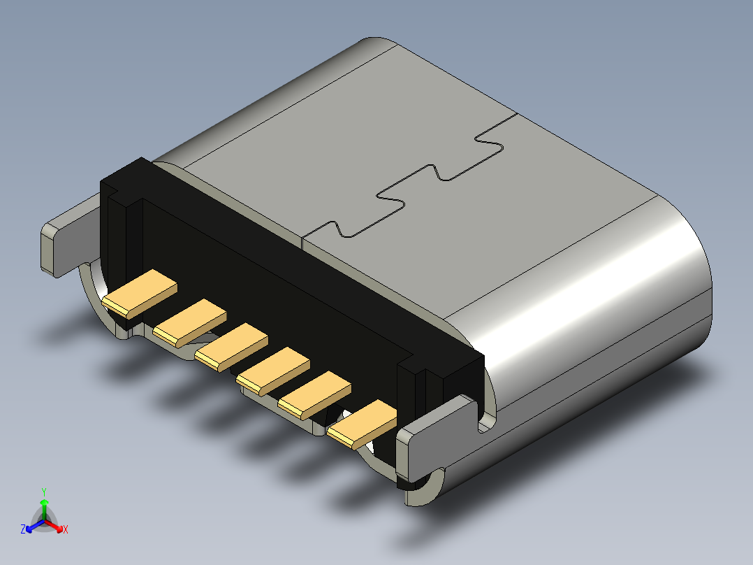 USB C（类型-C-31-D-08A）正等轴测图