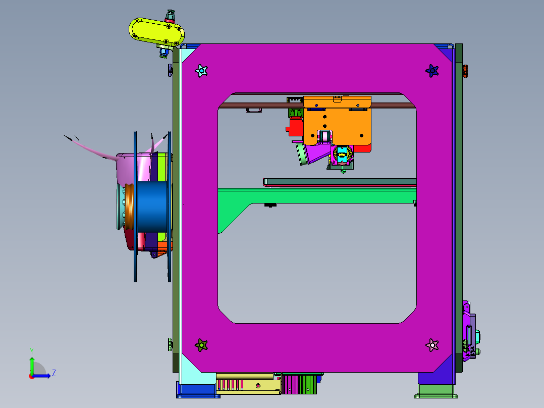 大尺寸金属结构高速3D打印机左视图