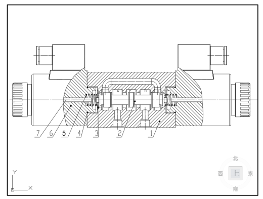 10通径三位四通电磁换向阀P型3凸肩（CAD+说明书）缩略图