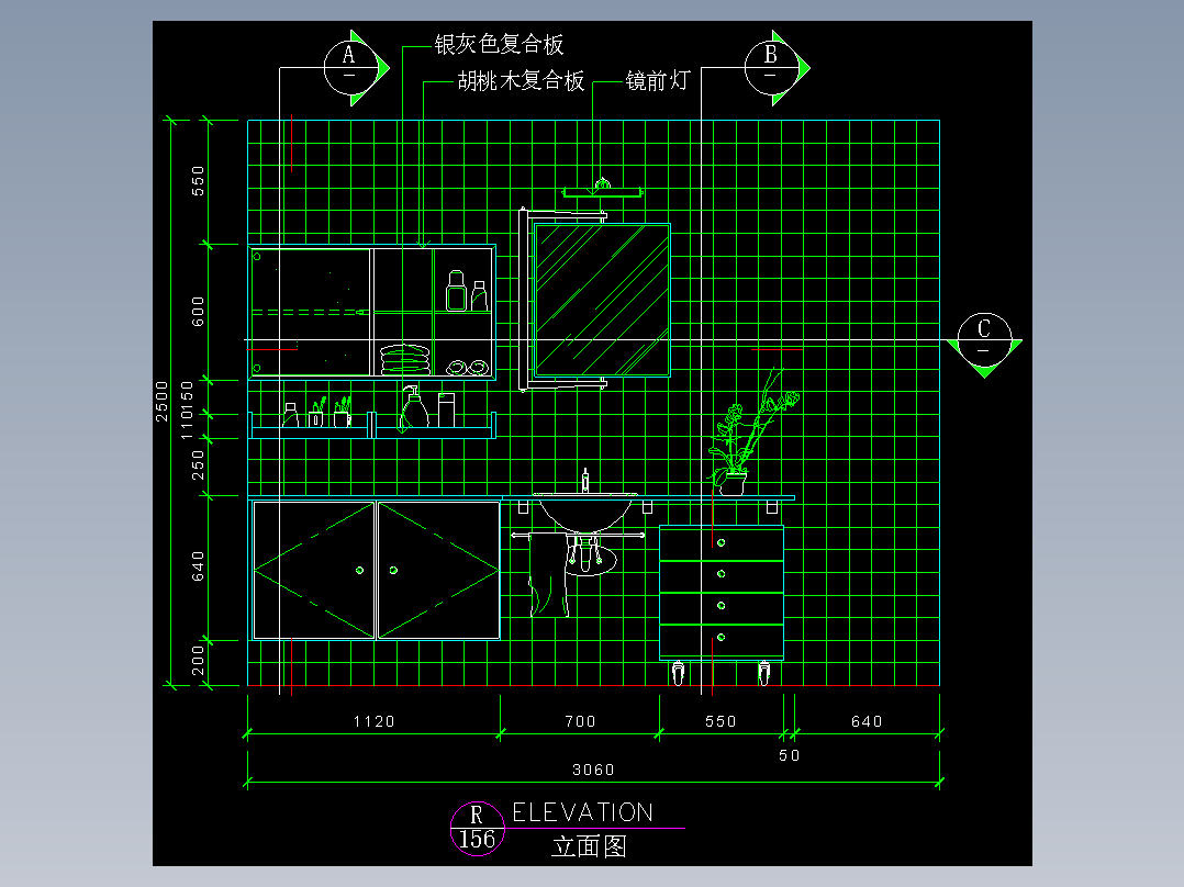 厨房立剖面图-FH05D015