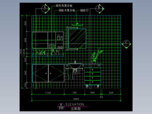 厨房立剖面图-FH05D015