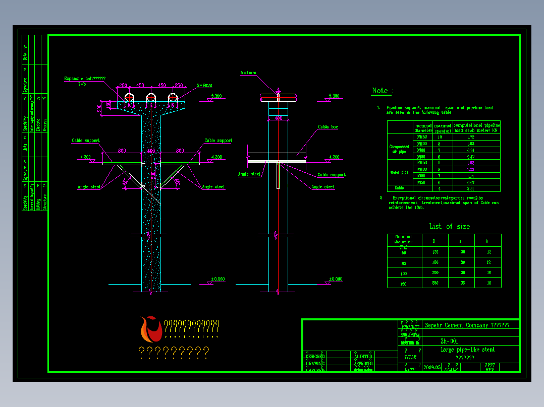 三合一管道支架大样图