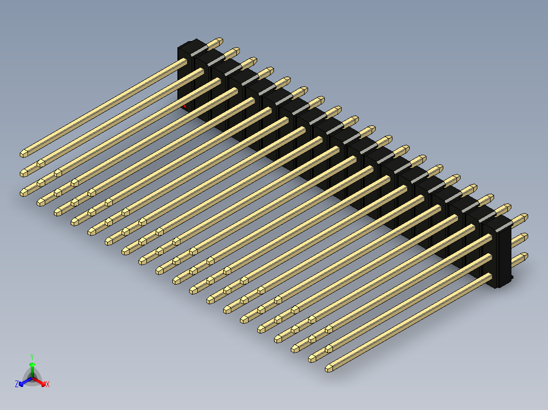 彩色公头100mil（2.54mm）系列-DS1021_black_3x19p_100mil_Type43_rev1.0主视图