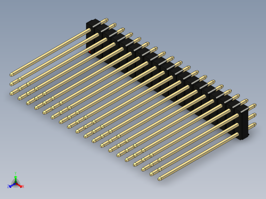 彩色公头100mil（2.54mm）系列-DS1021_black_3x19p_100mil_Type43_rev1.0正等轴测缩略图