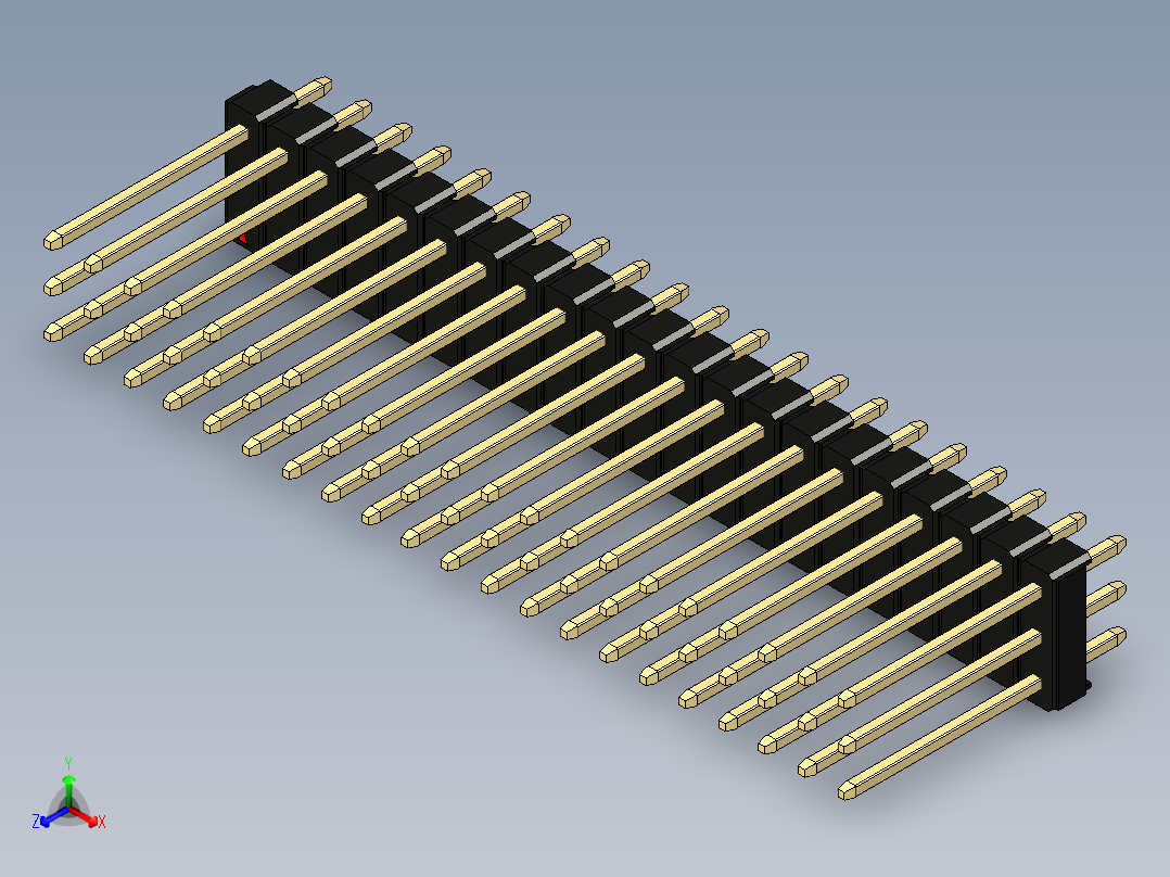 彩色公头100mil（2.54mm）系列-DS1021_black_3x21p_100mil_Type5_rev1.0主视图