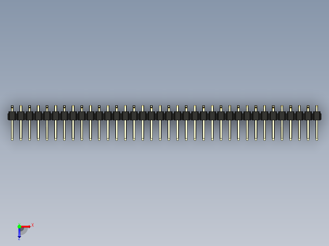 彩色公排针 100mil 2.54mm 系列-DS1022_black_36p_100mil_Type_SMT_R1_rev1.0俯视图
